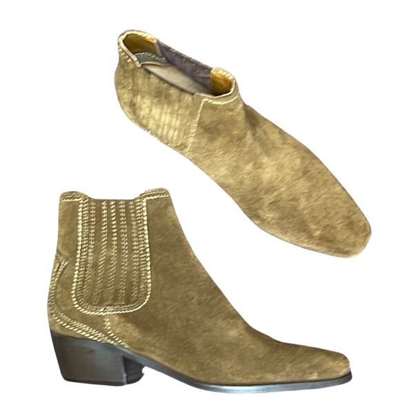 Zara brown suede ankle boots booties low heel size 5.5 - Picture 1 of 9